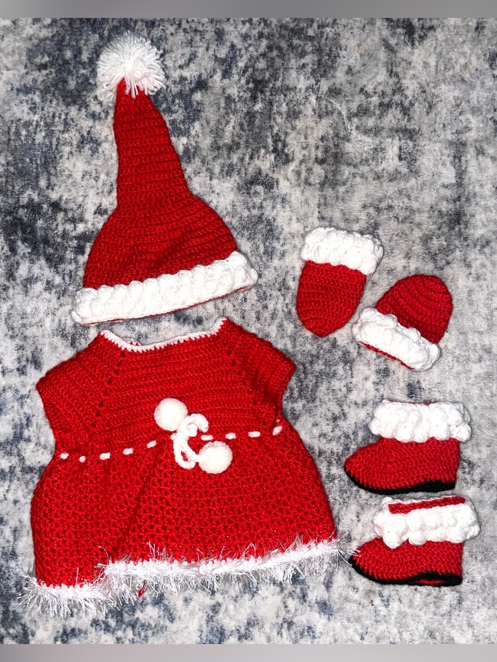 Hand knit newborn Christmas outfit